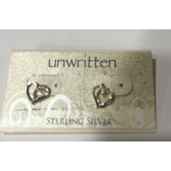 Sterling Silver Open Heart Stud Earrings By Unwritten - Picture 5 of 8